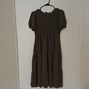 ❤️ 3 FOR $20 DRESS SALE ❤️ Brown Puff Sleeve Tiered Dress